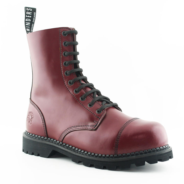 Grinders HUNTER New Cherry Red Rock Leather Safety Steel Cap Lace Up Combat Derby Boots