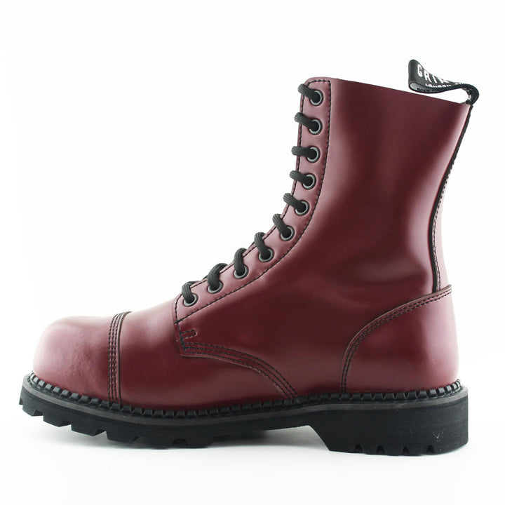 Grinders HUNTER New Cherry Red Rock Leather Safety Steel Cap Lace Up Combat Derby Boots