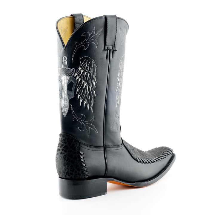 Grinders KANSAS New Cowboy Western Biker Rock Boots Black Brown Leather Square Toe