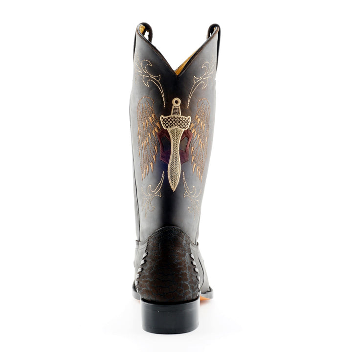 Grinders KANSAS New Cowboy Western Biker Rock Boots Black Brown Leather Square Toe