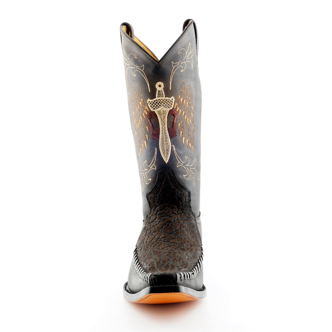 Grinders KANSAS New Cowboy Western Biker Rock Boots Black Brown Leather Square Toe