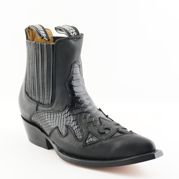 Grinders NEVADA New Classic Cowboy Western Rock Boots Low Ankle Short Black Leather