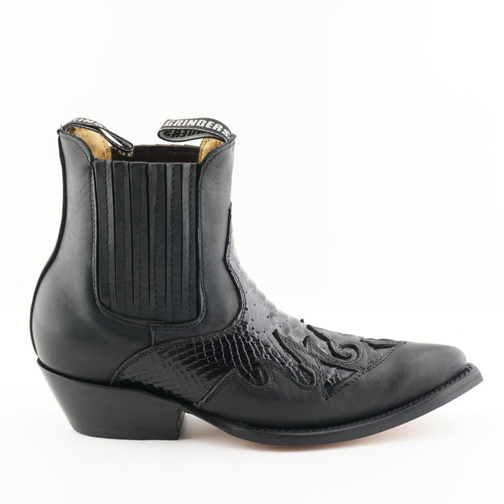 Grinders NEVADA New Classic Cowboy Western Rock Boots Low Ankle Short Black Leather