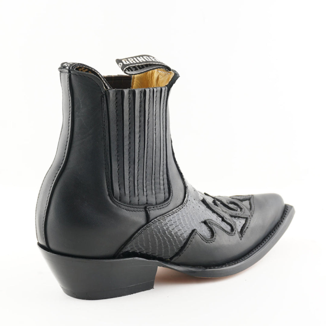 Grinders NEVADA New Classic Cowboy Western Rock Boots Low Ankle Short Black Leather