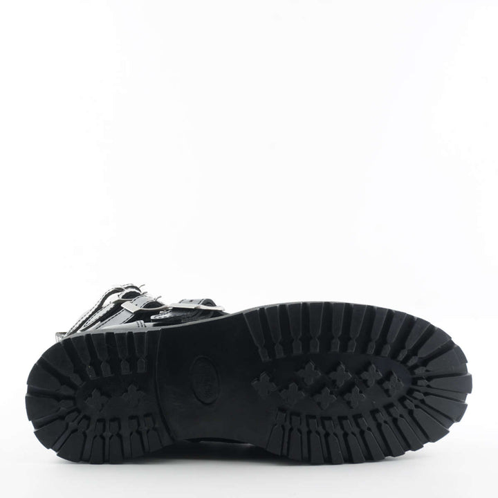 Grinders QUAD 14 Eyelet New Steel Toe Cap Rock 4 Buckle Boots Black Leather