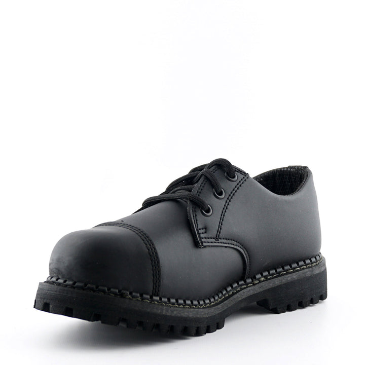 Grinders REGENT New Steel Toe Cap Rock Lace Up Shoes Black Leather