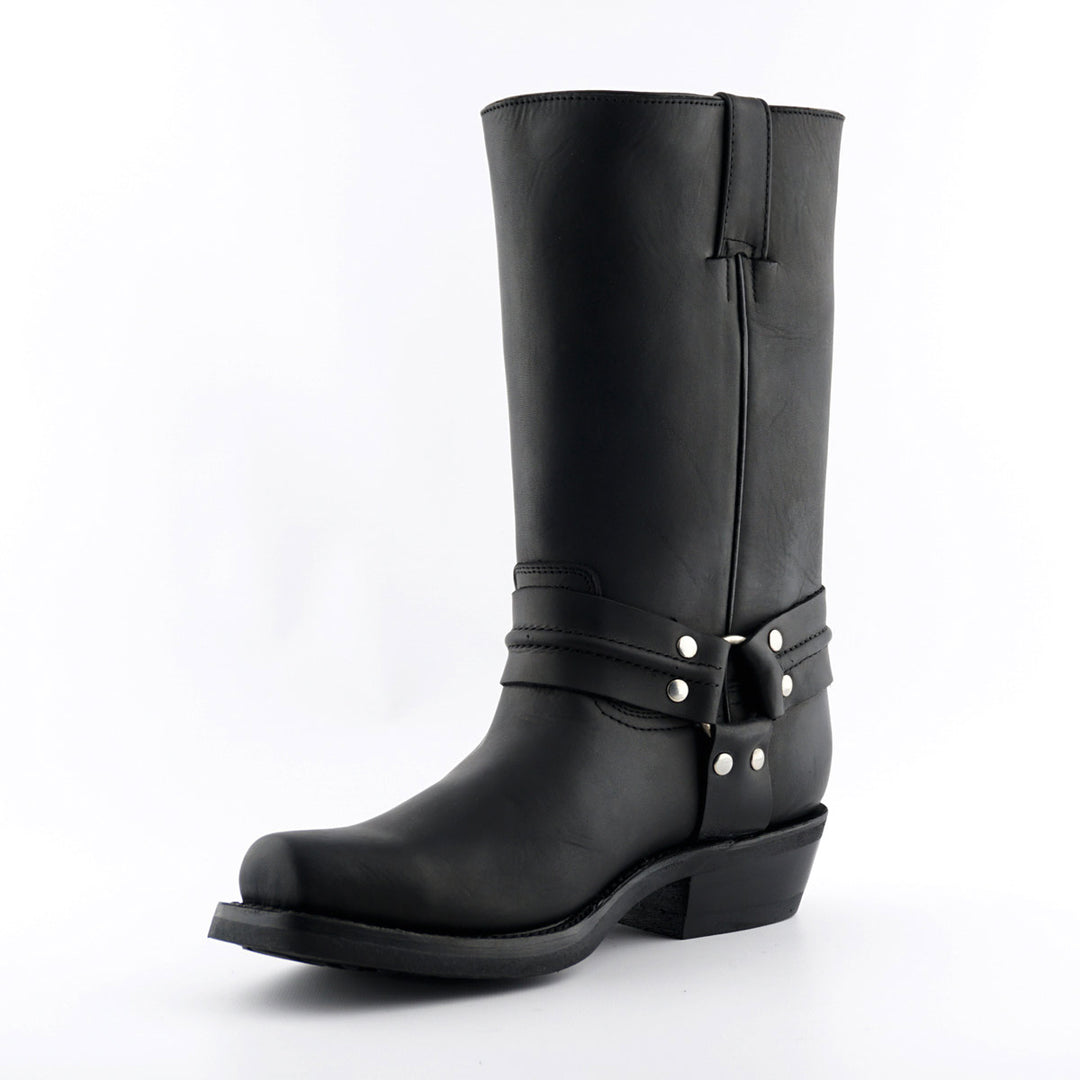 Grinders RENEGADE HI Harness Hi Cowboy Biker Boots Black Brown Leather