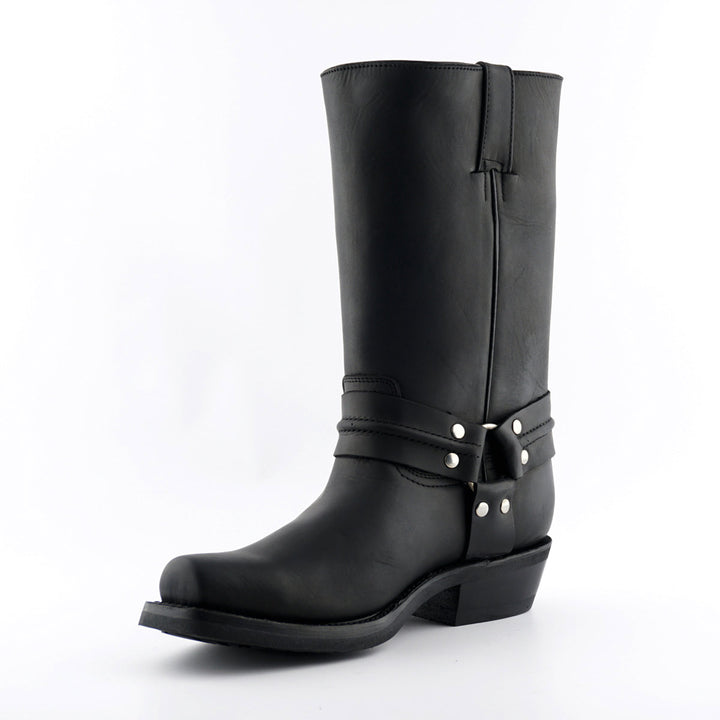 Grinders RENEGADE HI Harness Hi Cowboy Biker Boots Black Brown Leather