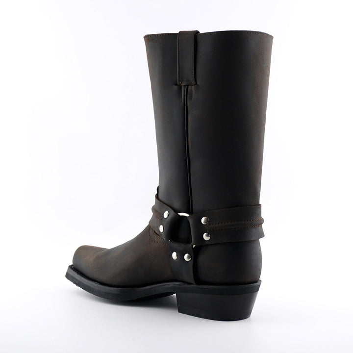 Grinders RENEGADE HI Harness Hi Cowboy Biker Boots Black Brown Leather