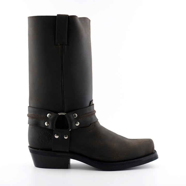 Grinders RENEGADE HI Harness Hi Cowboy Biker Boots Black Brown Leather