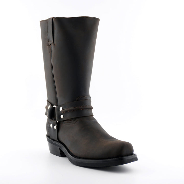 Grinders RENEGADE HI Harness Hi Cowboy Biker Boots Black Brown Leather