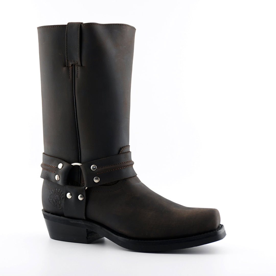 Grinders RENEGADE HI Harness Hi Cowboy Biker Boots Black Brown Leather