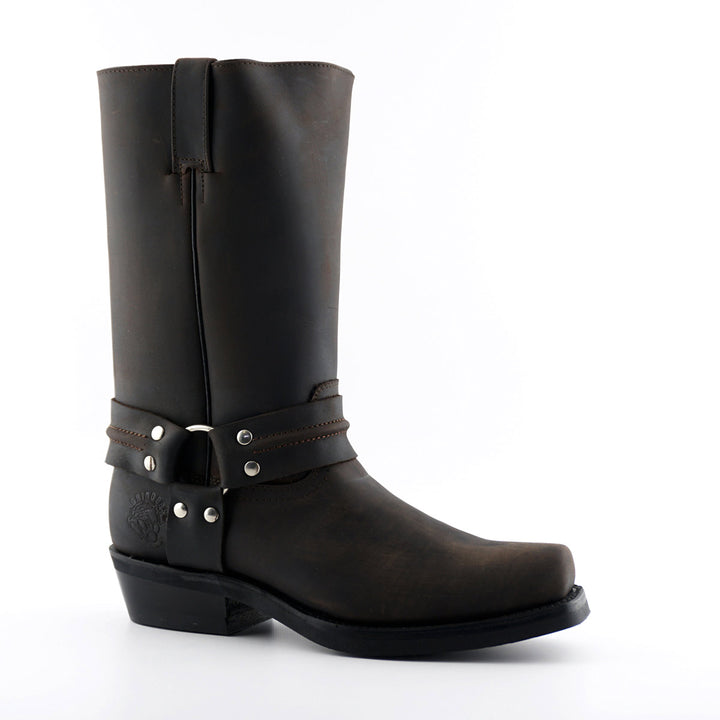 Grinders RENEGADE HI Harness Hi Cowboy Biker Boots Black Brown Leather