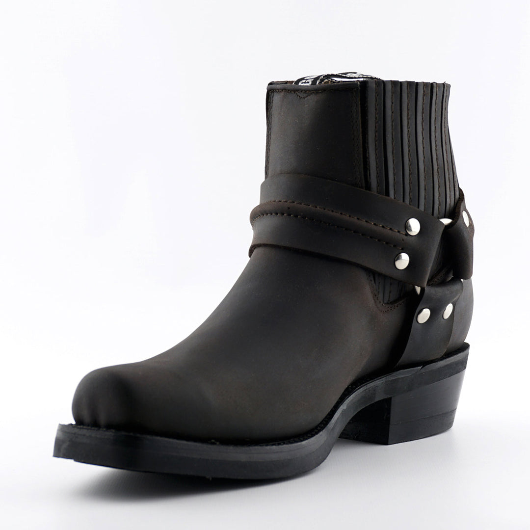 Grinders RENEGADE LO New Rock Square Toe Harness Low Cowboy Biker Boots Black Brown Leather