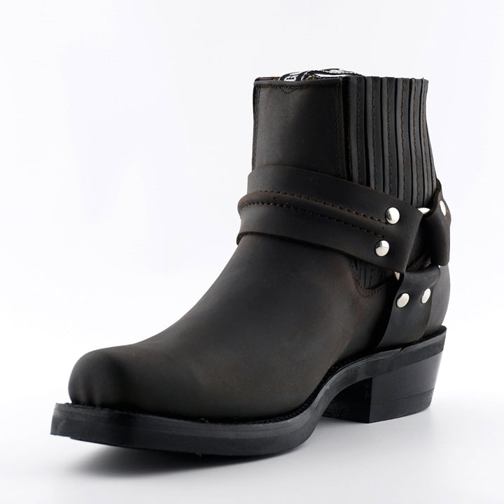 Grinders RENEGADE LO New Rock Square Toe Harness Low Cowboy Biker Boots Black Brown Leather