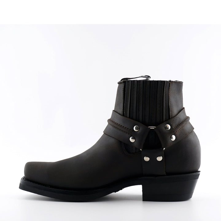 Grinders RENEGADE LO New Rock Square Toe Harness Low Cowboy Biker Boots Black Brown Leather