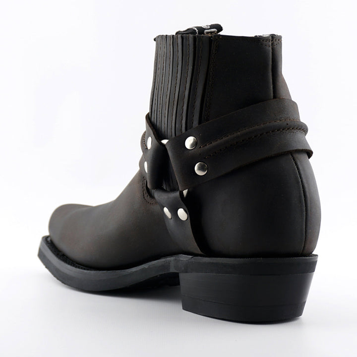 Grinders RENEGADE LO New Rock Square Toe Harness Low Cowboy Biker Boots Black Brown Leather