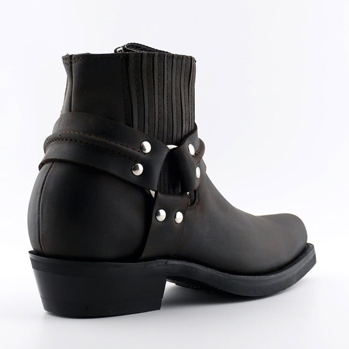 Grinders RENEGADE LO New Rock Square Toe Harness Low Cowboy Biker Boots Black Brown Leather