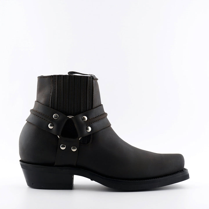 Grinders RENEGADE LO New Rock Square Toe Harness Low Cowboy Biker Boots Black Brown Leather