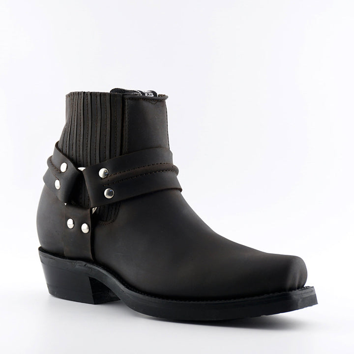 Grinders RENEGADE LO New Rock Square Toe Harness Low Cowboy Biker Boots Black Brown Leather