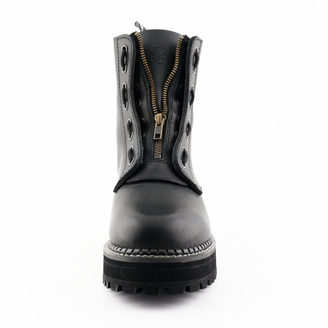 Grinders ZIP & LACE New 8 Eyelet Rock Boots Black Leather