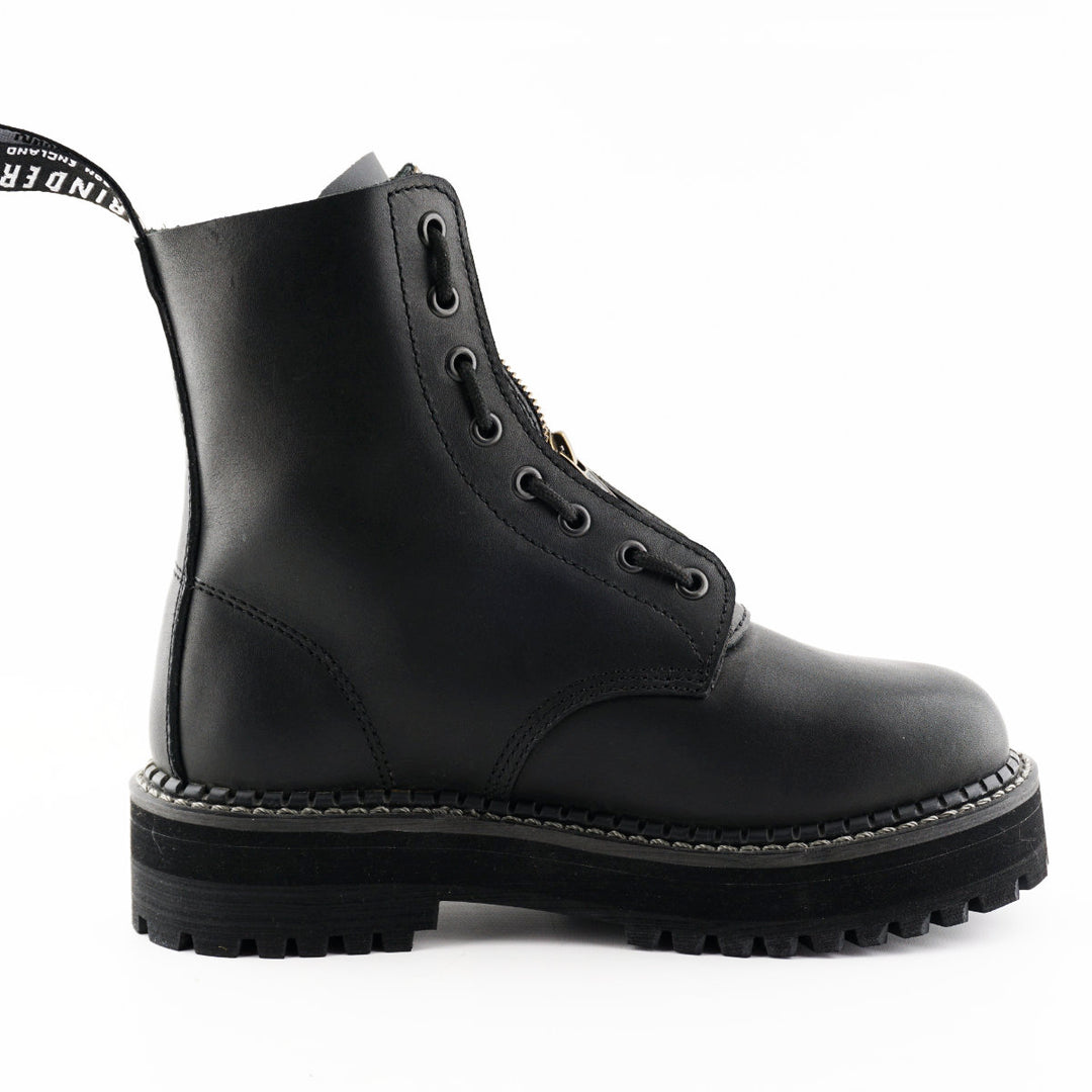 Grinders ZIP & LACE New 8 Eyelet Rock Boots Black Leather