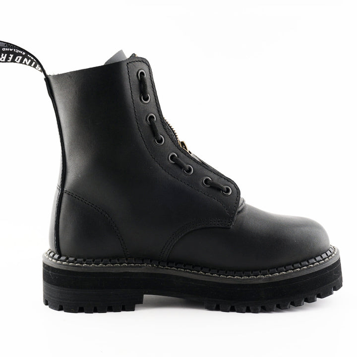 Grinders ZIP & LACE New 8 Eyelet Rock Boots Black Leather